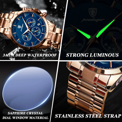 POEDAGAR Luxury Chronograph watch