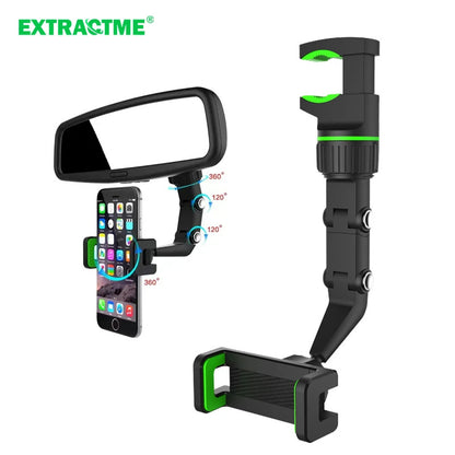 360 Degree Rotatable Car Rearview Mirror Phone Holder