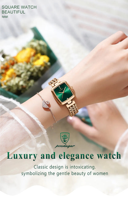 POEDAGAR Luxury Square Lady's Watch